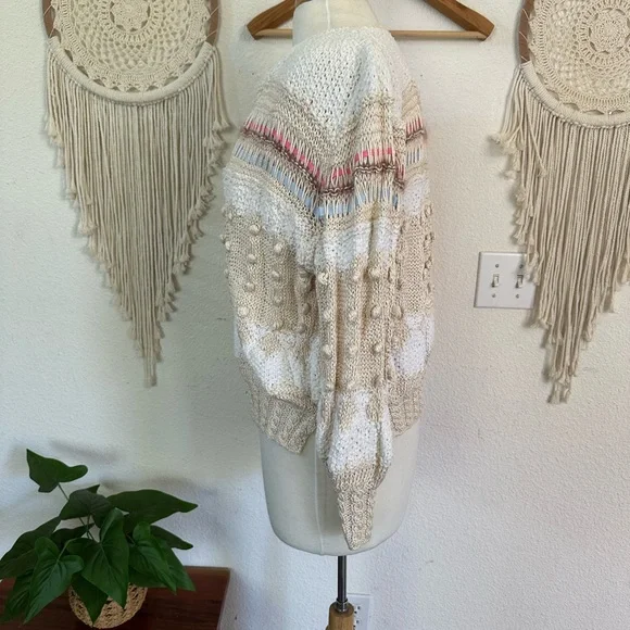 Handmade in Ireland Alpaca Cream and White Women's Cardigan Medium - Picture 4 of 10